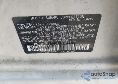 2019 Subaru Crosstrek 2.0I Premium из США, поврежденный, VIN JF2GTAECXK8387192